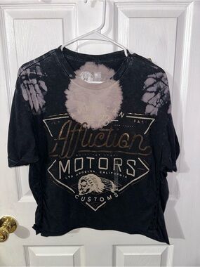 Affliction Black Bleach-Effect Motors Graphic Tee